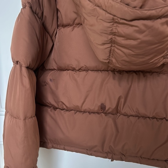 Aeropostale Heavy Weight Cropped Hooded Puffer Jacket Tan Color Size medium - Picture 9 of 11